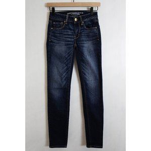 AEO Denim - American Eagle Outfitters Super Stretch Skinny Dark Blue Jeans - 00